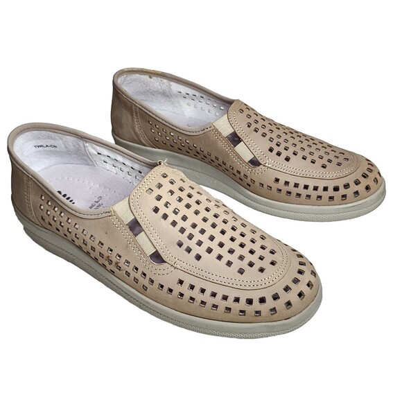 Spring Step Leather Upper Slip On Shoes Cut Out Flats Beige Size 9US 40 Portugal - Picture 9 of 16